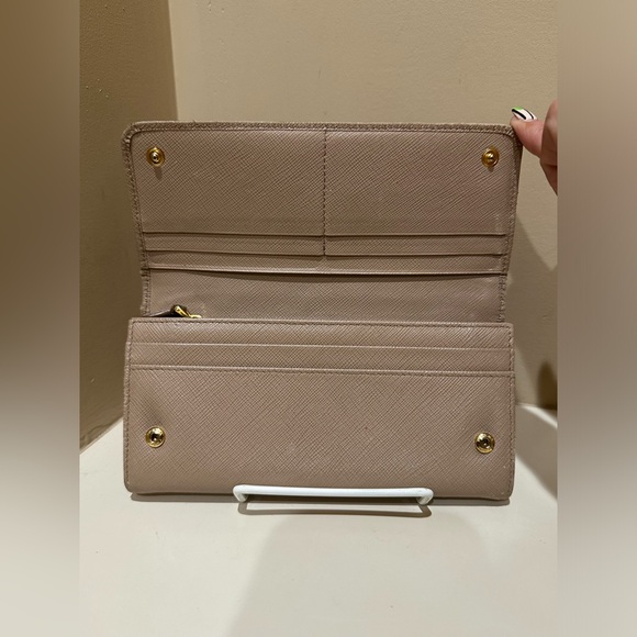 Prada Taupe Bow Continental Double snap Wallet - Picture 5 of 11